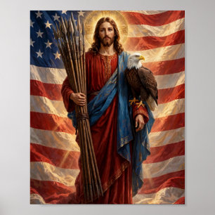 Jesus with 13 Spears — Patriotic Christian Art Poster