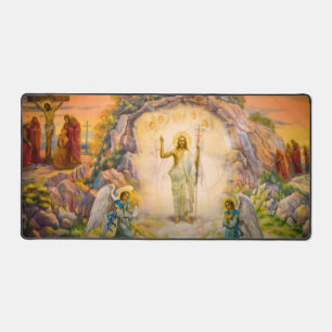 JESUS witH 2 ANGELS Desk Mat