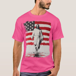 Jesus With American Flag T-Shirt