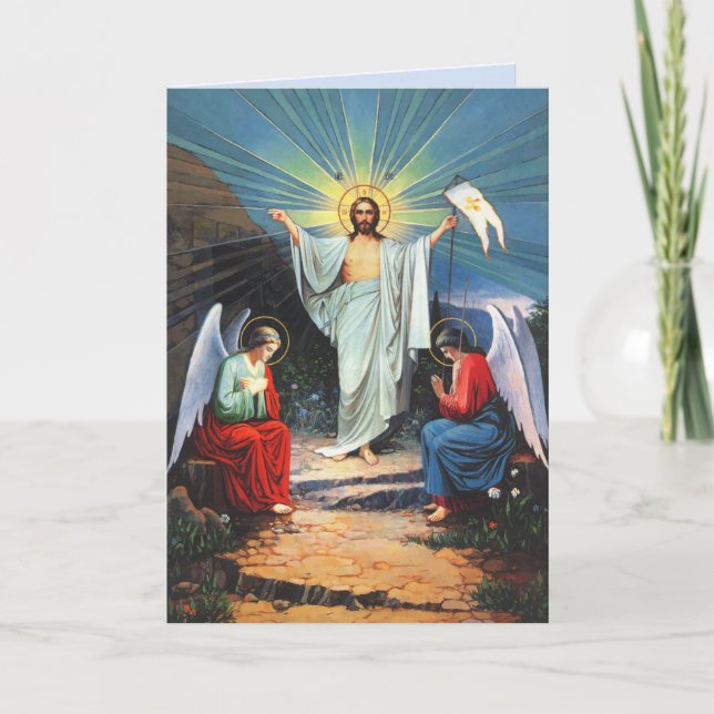 jesus with angels greeting card (Front)