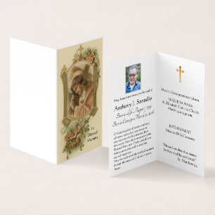 Jesus with Cross Catholic Funeral Holy Card