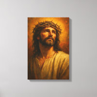 Jesus with Crown of Thorns in Warm Classic Portrai