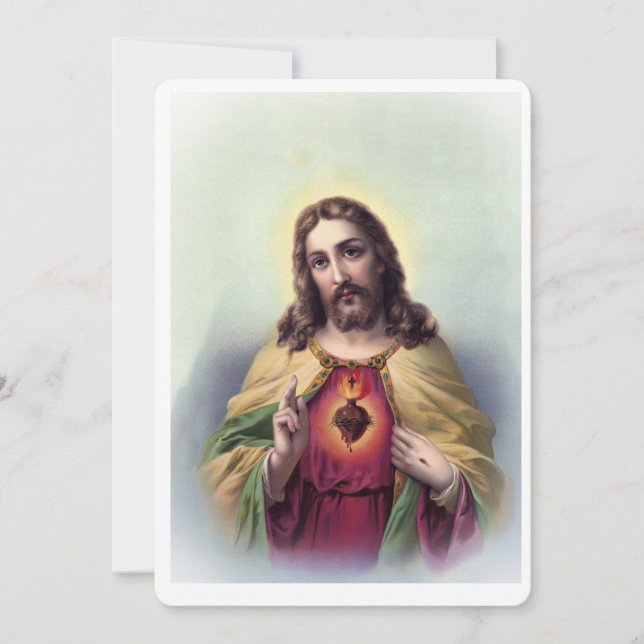 Jesus with Glowing Heart Invitation (Front)