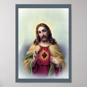 Jesus with Glowing Heart Poster
