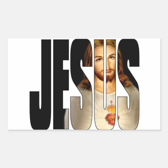 Jesus with His image in His Name Rectangular Sticker (Front)