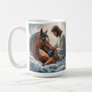 Jesus With Horse Christian Compassion Faith Art Coffee Mug