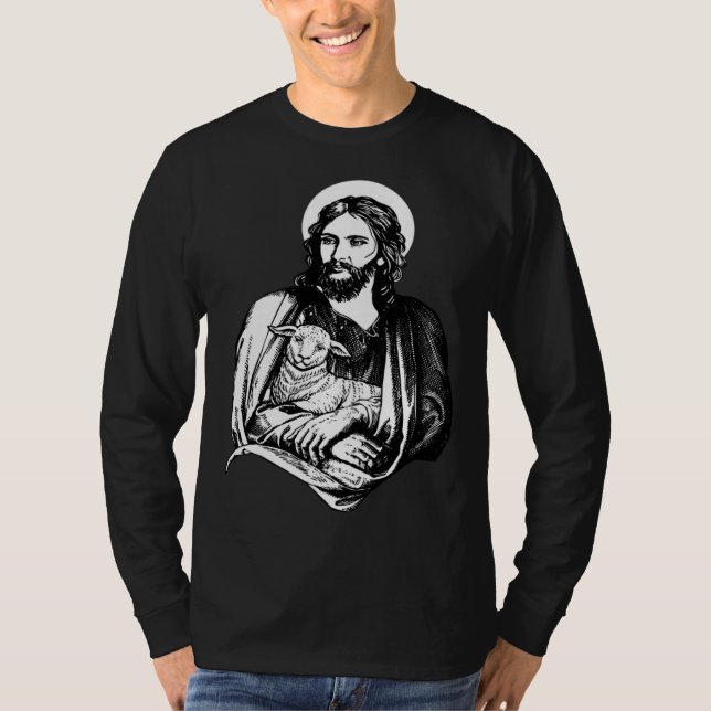Jesus With Lamb Christian God T-Shirt (Front)