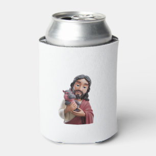 Jesus with Moo Deng_ The Pygmy Hippo of Faith Fun Can Cooler