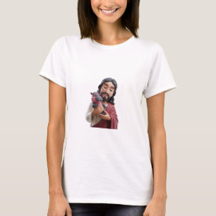 Jesus with Moo Deng_ The Pygmy Hippo of Faith Fun T-Shirt