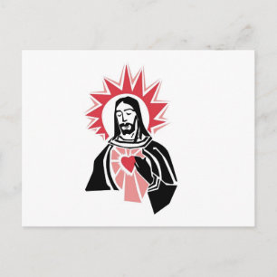 Jesus with Shining Red Heart and Halo Postcard