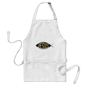 Jesus within a Fish Symbol Zazzle HEART Apron