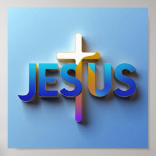 Jesus Word Poster Ai design Matte Wall Art Print
