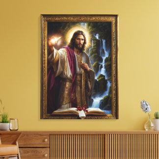 Jesus Writing in the Book of Life Canvas Print