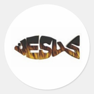 jesusfirefish classic round sticker