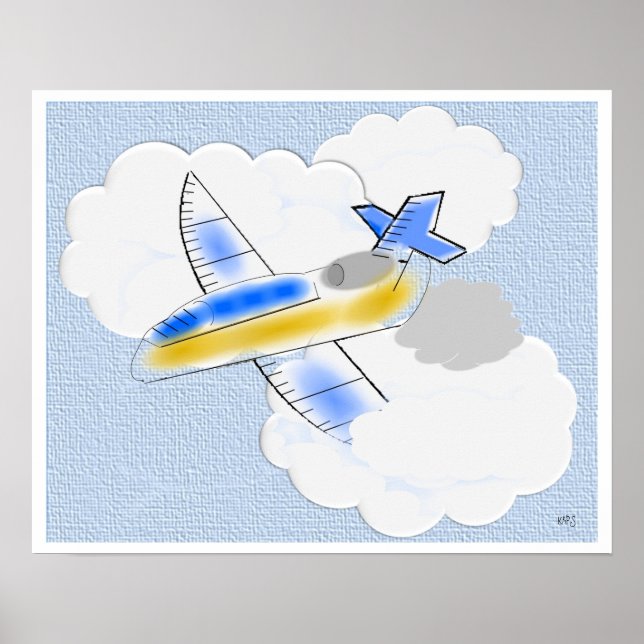 Jet Aeroplane in the Clouds Poster (Front)
