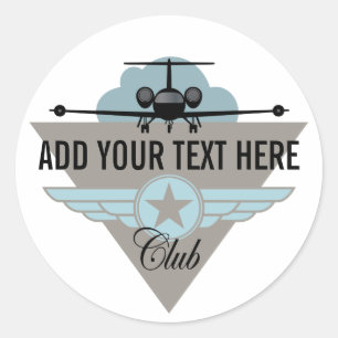 Jet Aeroplane Wing Club Classic Round Sticker