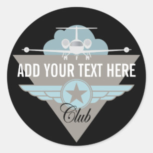 Jet Aeroplane Wing Club Classic Round Sticker