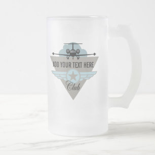 Jet Aeroplane Wing Club Frosted Glass Beer Mug