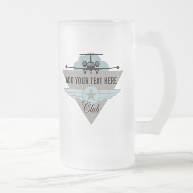 Jet Aeroplane Wing Club Frosted Glass Beer Mug (Right)
