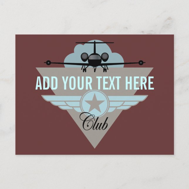 Jet Aeroplane Wing Club Postcard (Front)