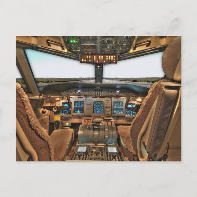 Jet Aircraft cockpit Postcard (Front)