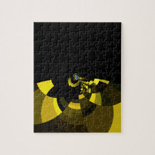 Jet Black and Gold Vector Art Print Graphic Design Jigsaw Puzzle