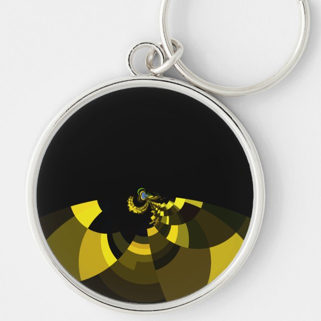 Jet Black and Gold Vector Art Print Graphic Design Key Ring (Front)
