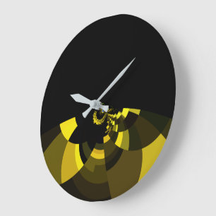 Jet Black and Gold Vector Art Print Graphic Design Large Clock