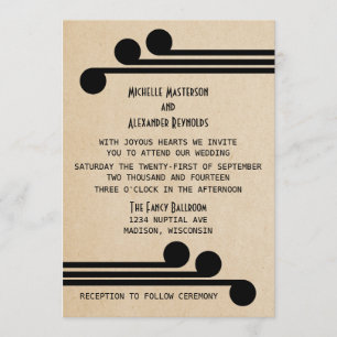 Jet Black Deco Chic Wedding Invite