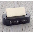 Jet Black Engraved Desk Business Card Holder