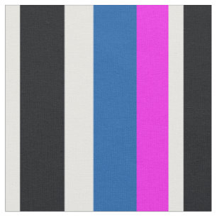 Jet Black, Pure White, Teal Blue, Hot Pink Stripes Fabric