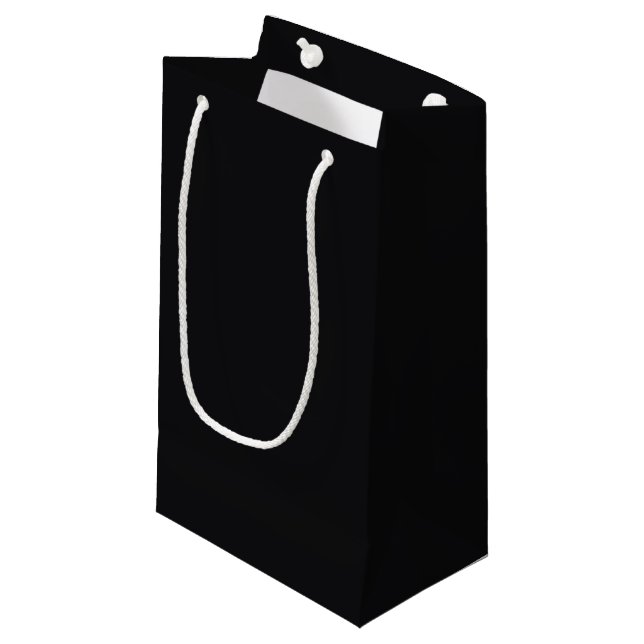 Jet Black Solid Color Small Gift Bag (Front Angled)
