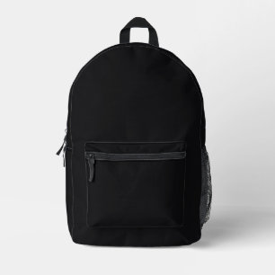 Jet Black Solid Colour Printed Backpack