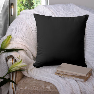Jet Black Solid Colour Simple Minimalist Cushion