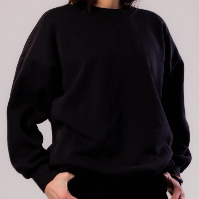 Jet Black Solid Colour Simple Minimalist Sweatshirt (jet black solid color sweatshirt for women)