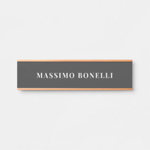 Jet Black & White Minimalist Plain Modern Door Sign