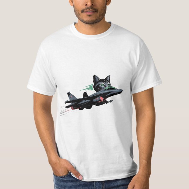 Jet Cat Pilot – Futuristic Feline Flight Tee (Front)