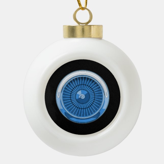 Jet Engine Ceramic Ball Christmas Ornament (Front)