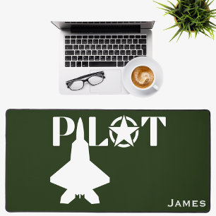 Jet Fighter Aeroplane Pilot Military Naval Aviator Desk Mat
