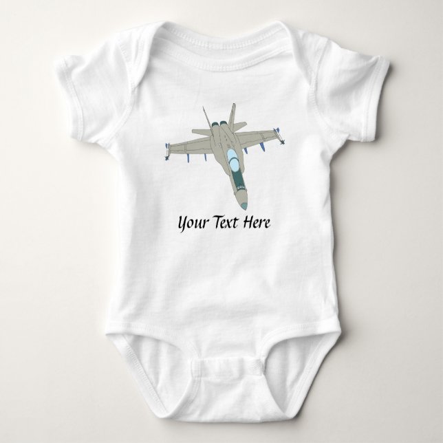Jet Fighter F18 Hornet Design Baby Bodysuit (Front)