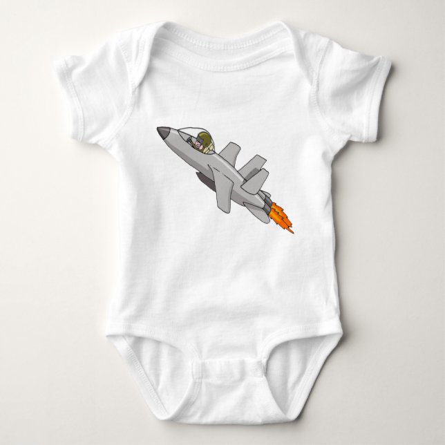 Jet Fighter Pilot Baby Baby Bodysuit (Front)