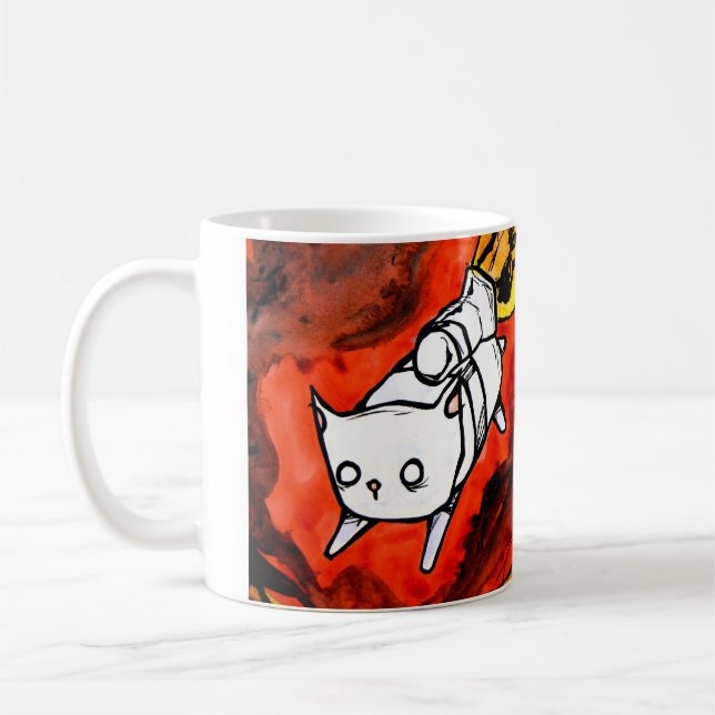 jet pack peapod cat coffee mug (Left)