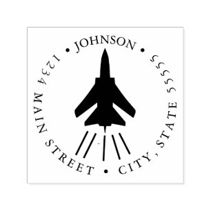 Jet Pilot Silhouette Return Label Self-inking Stamp