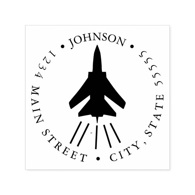 Jet Pilot Silhouette Return Label Self-inking Stamp (Design)