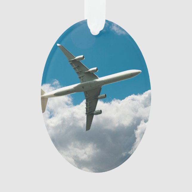 Jet Plane Ascending into Clouds Ornament (Front)