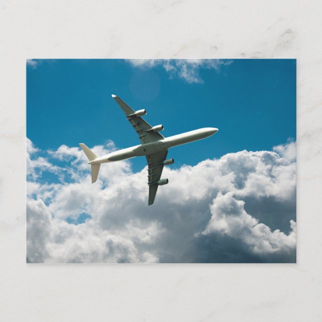 Jet Plane Ascending into Clouds Postcard (Front)