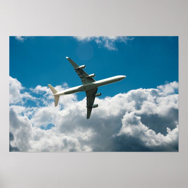 Jet Plane Ascending into Clouds Poster (Front)