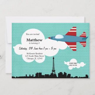 Jet Plane Birthday theme (Blue) Invitation