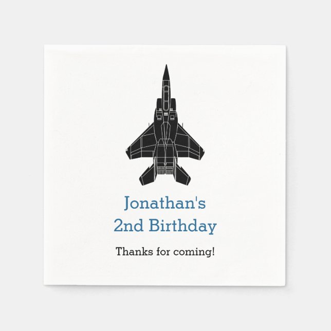 Jet Plane Boy Birthday Napkins (Personalised) (Front)