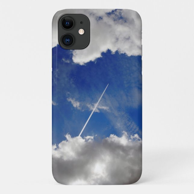 Jet plane trails between clouds Case-Mate iPhone case (Back)